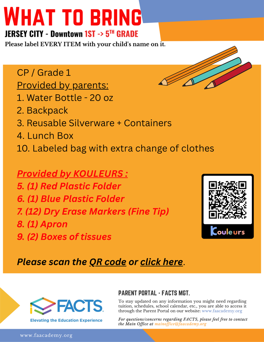 Class supplies Welcome Packets - CP / Grade 1 - 