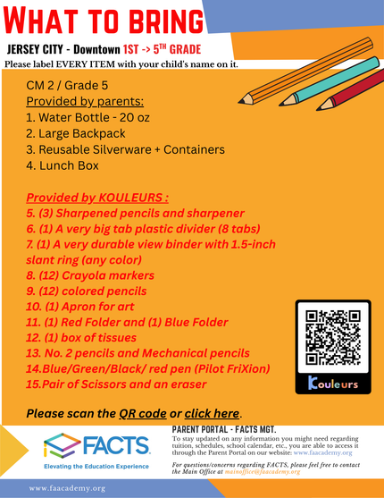 Class supplies Welcome Packets - CM 2 / Grade 5 - 
