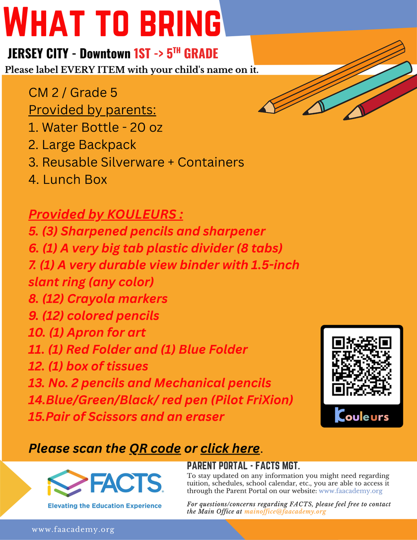 Class supplies Welcome Packets - CM 2 / Grade 5 - 