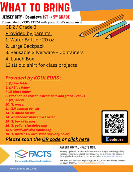 Class supplies Welcome Packets - CE 2 / Grade 3