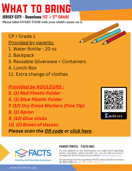 Class supplies Welcome Packets - CP / Grade 1