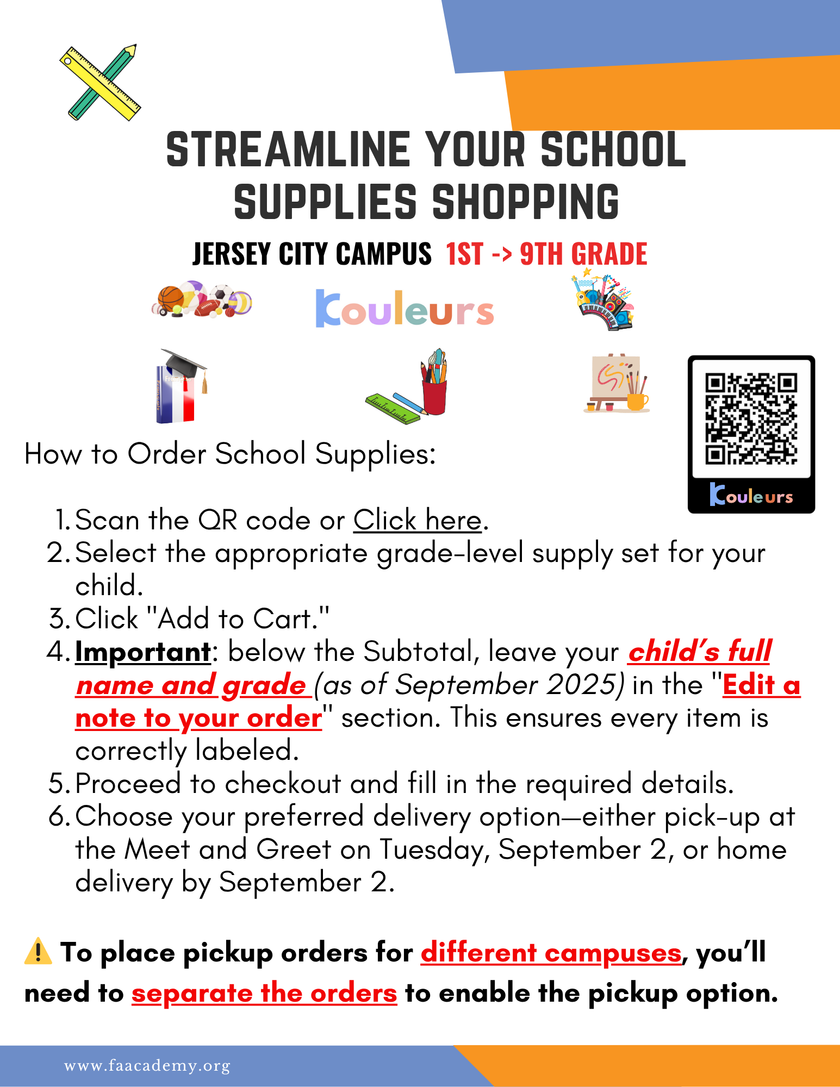 Class supplies Welcome Packets - 6-9th Grade - KOULEURS
