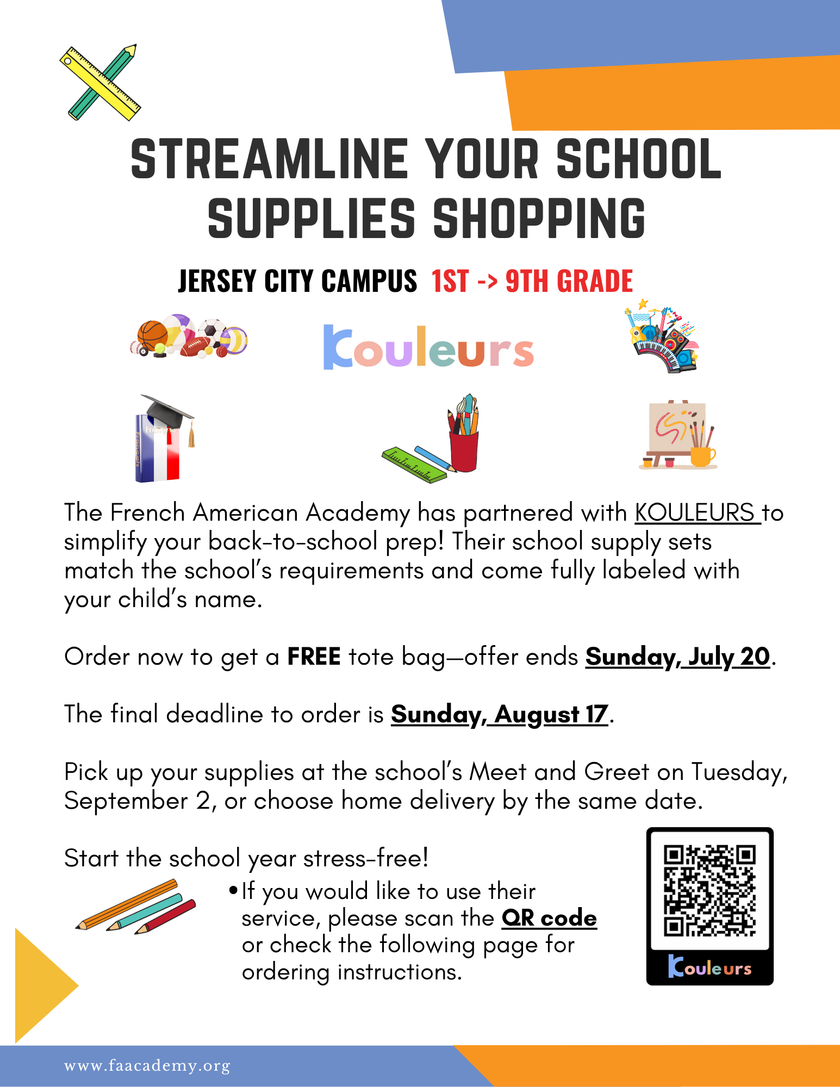 Class supplies Welcome Packets - 6-9th Grade - KOULEURS