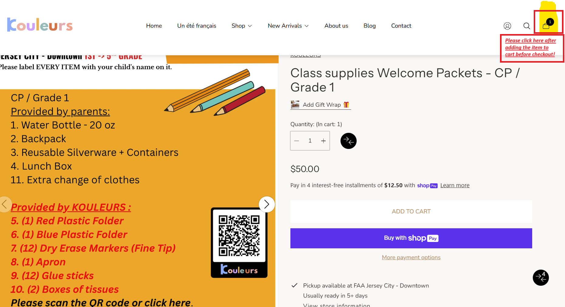 Class supplies Welcome Packets - 6-9th Grade - 