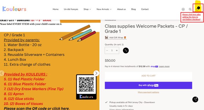Class supplies Welcome Packets - 6-9th Grade - 
