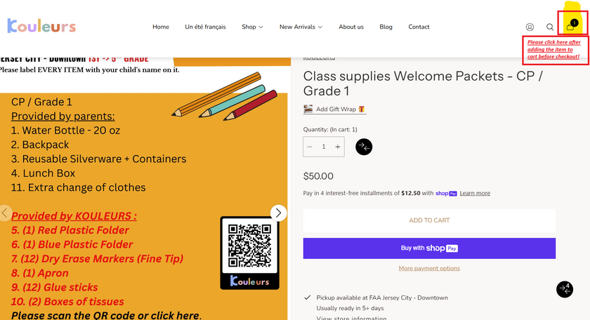 Class supplies Welcome Packets - 6-9th Grade - 