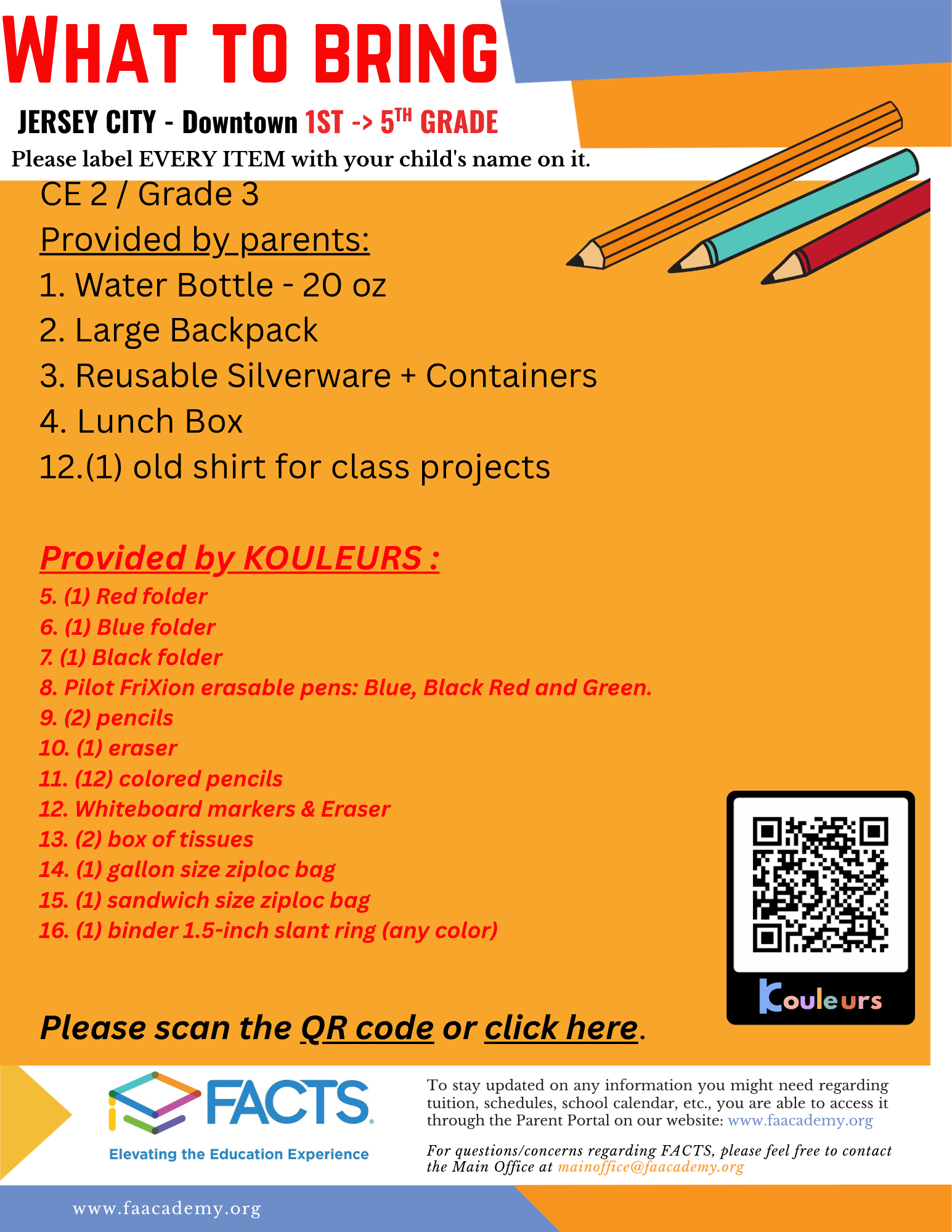 Class supplies Welcome Packets - CE 2 / Grade 3 - 