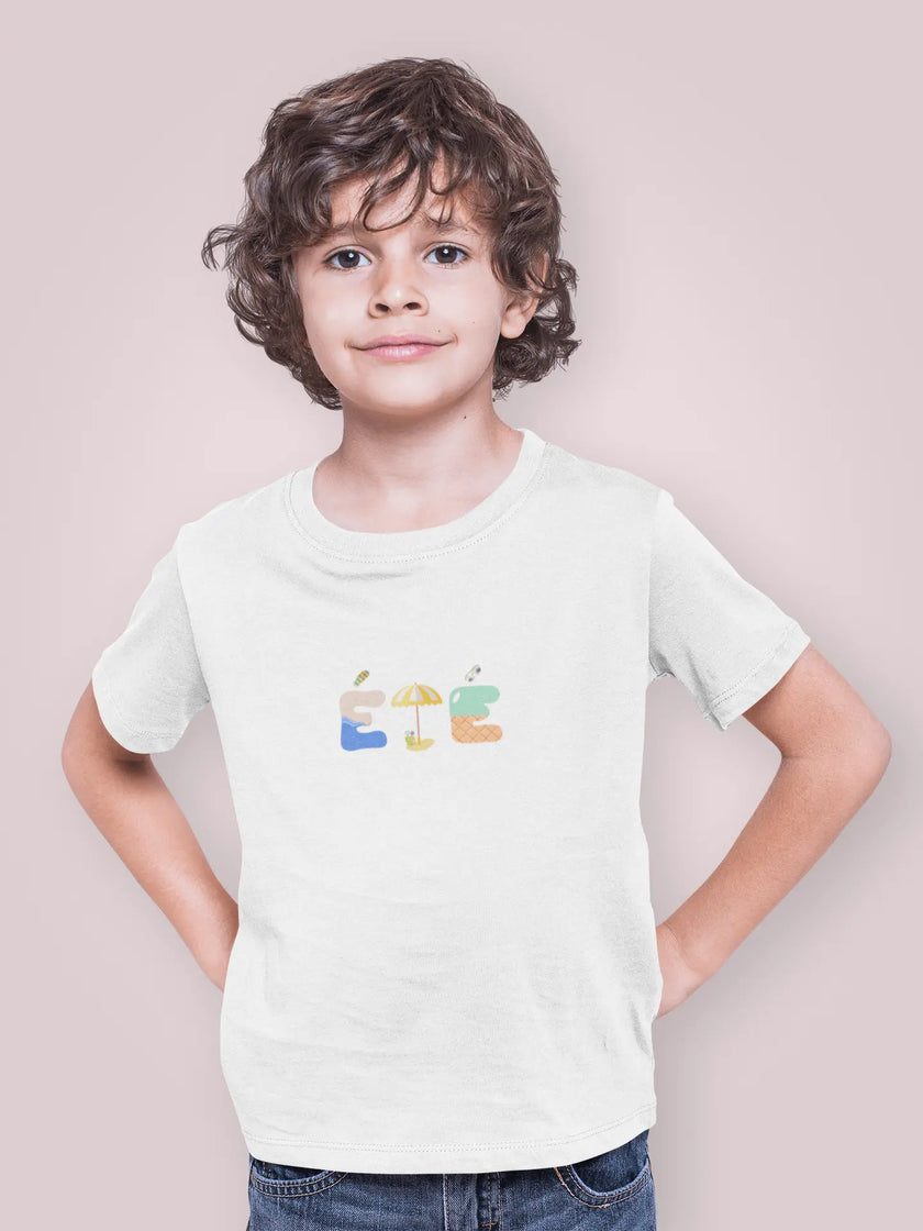 Toddler wearing KOULEURS Été summer t-shirt in white