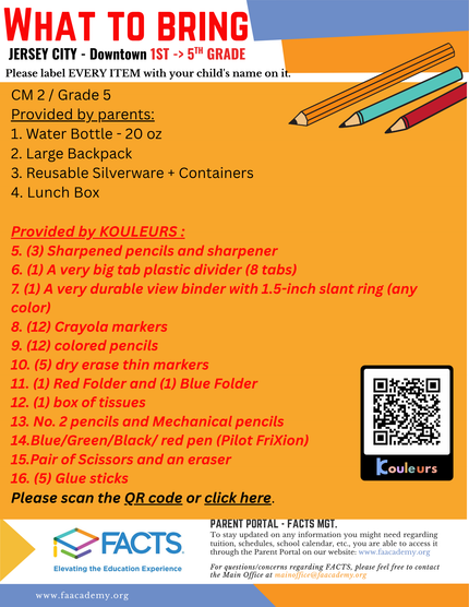 Class supplies Welcome Packets - CM 2 / Grade 5 - 