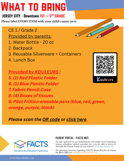 Class supplies Welcome Packets - CE 1 / Grade 2 - 
