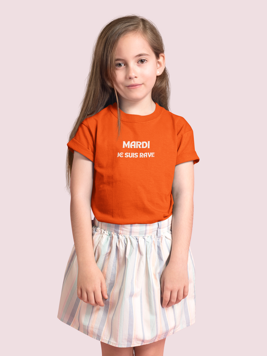 Orange Youth Boy T-Shirt 'Mardi, je suis ravi!' - KOULEURS