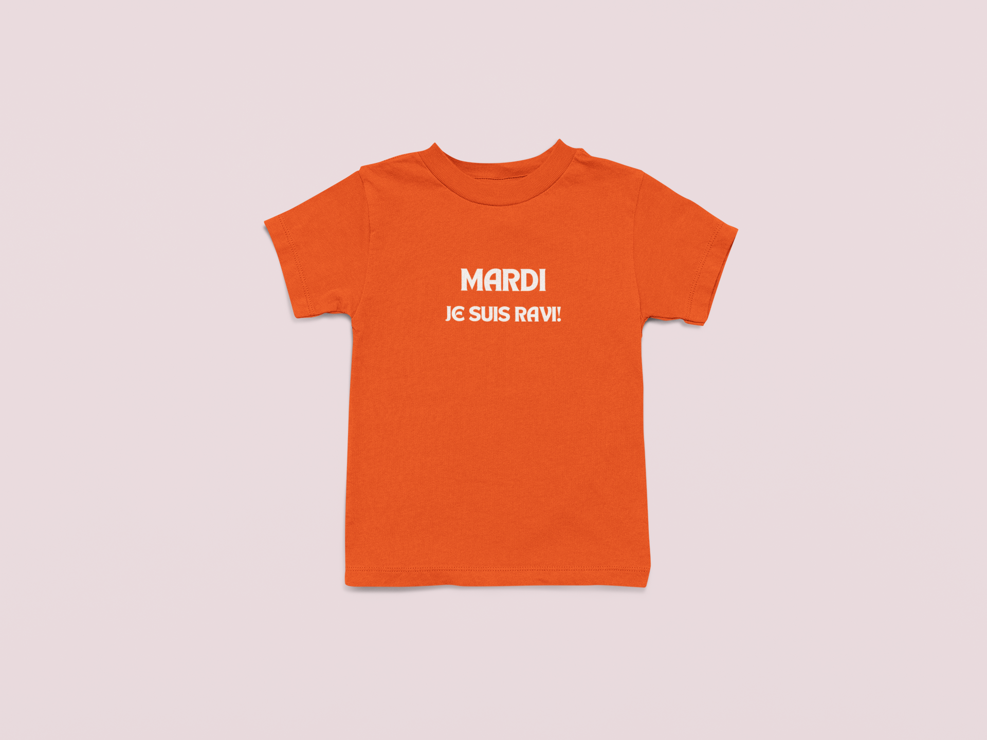 Orange Youth Boy T-Shirt 'Mardi, je suis ravi!'