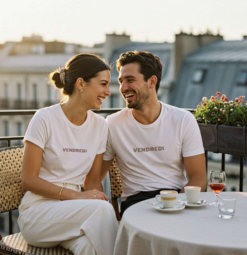 white tshirt vendredi friday couple paris rooftop