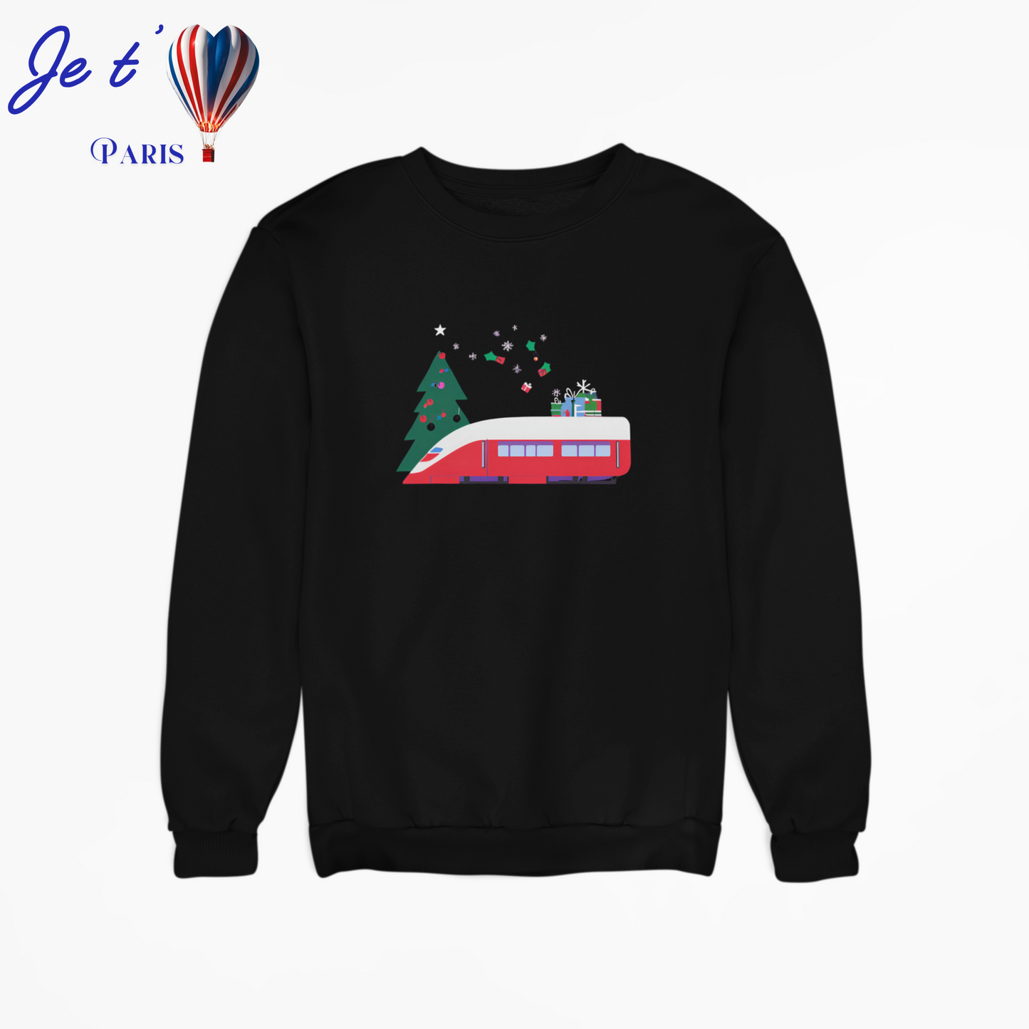 Red TGV Train sweatshirt with, Festive Holiday gift for Boys Girls, French Paris TGV Train pullover for Kids