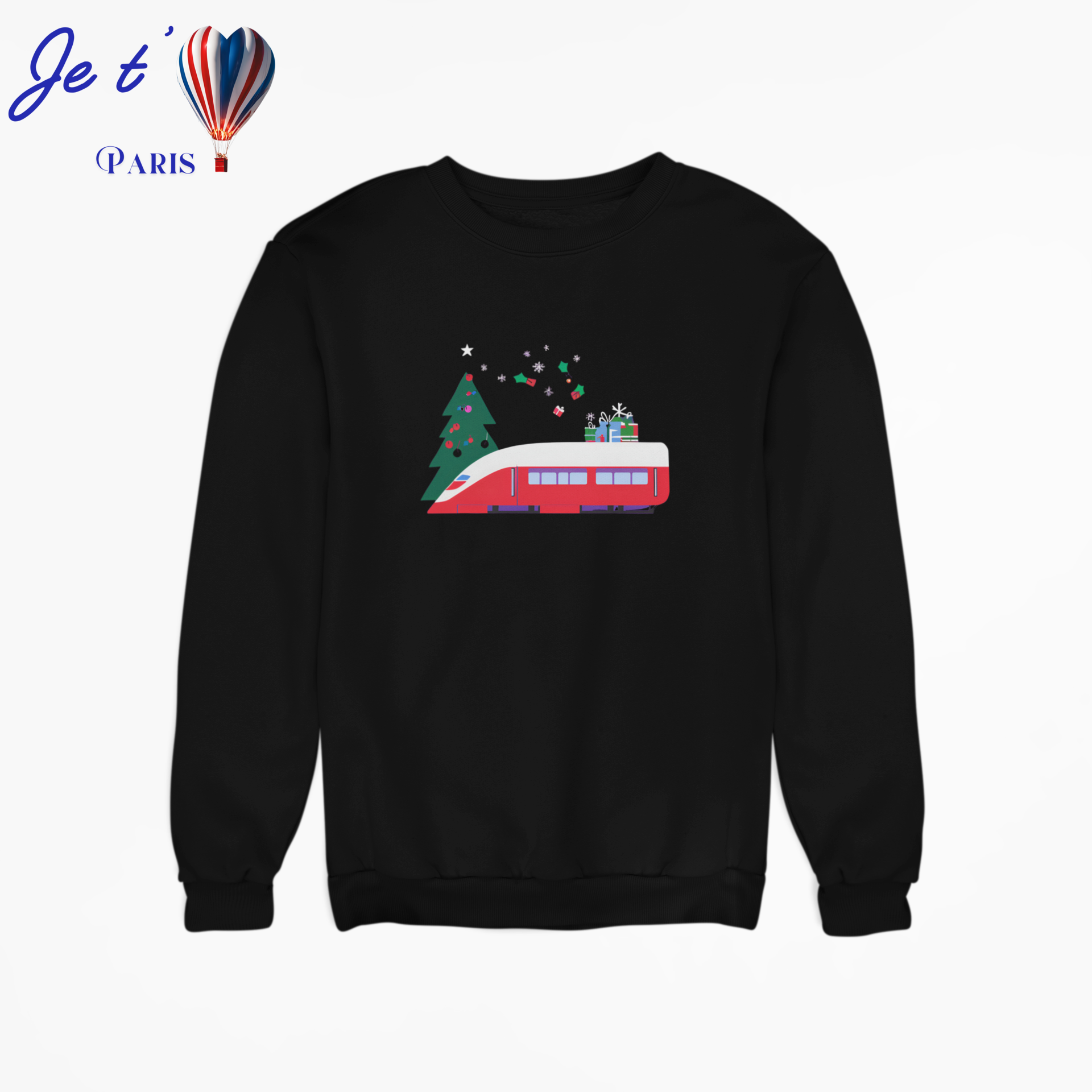 Red TGV Train sweatshirt with, Festive Holiday gift for Boys Girls, French Paris TGV Train pullover for Kids - KOULEURS