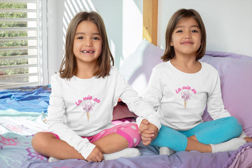 La Vie en Rose Sweatshirt Paris Ice cream Sweatshirt French birthday Gift for girl toddler White top for fall and winter at school and park - KOULEURS