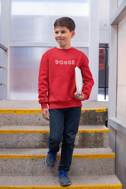 Red Sweatshirt ROUGE, French Word Sweatshirt for Boys Girls, Unisex Toddler pullover, Cute French Kids Clothing Gift for holidays and school