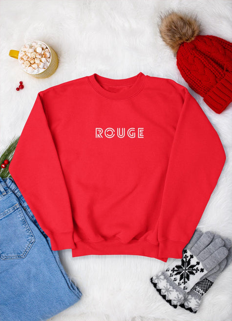 Red Sweatshirt ROUGE, French Word Sweatshirt for Boys Girls, Unisex Toddler pullover, Cute French Kids Clothing Gift for holidays and school - KOULEURS