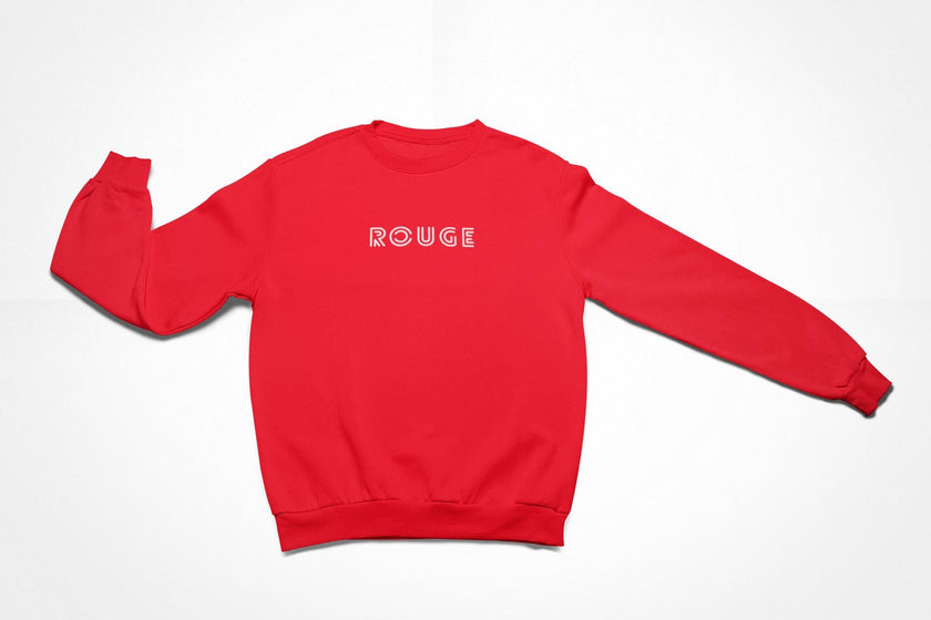 Red Sweatshirt ROUGE, French Word Sweatshirt for Boys Girls, Unisex Toddler pullover, Cute French Kids Clothing Gift for holidays and school - KOULEURS