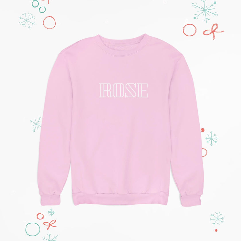 Toddler Girl Pink Sweatshirt ROSE | French Word birthday Sweatshirt for Girls | Cute Pink top for Girls, Parisian Christmas Gift for kids - KOULEURS