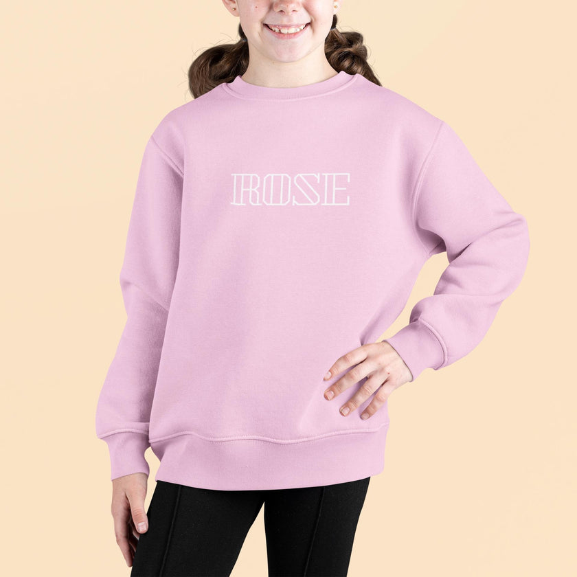 Toddler Girl Pink Sweatshirt ROSE | French Word birthday Sweatshirt for Girls | Cute Pink top for Girls, Parisian Christmas Gift for kids - KOULEURS