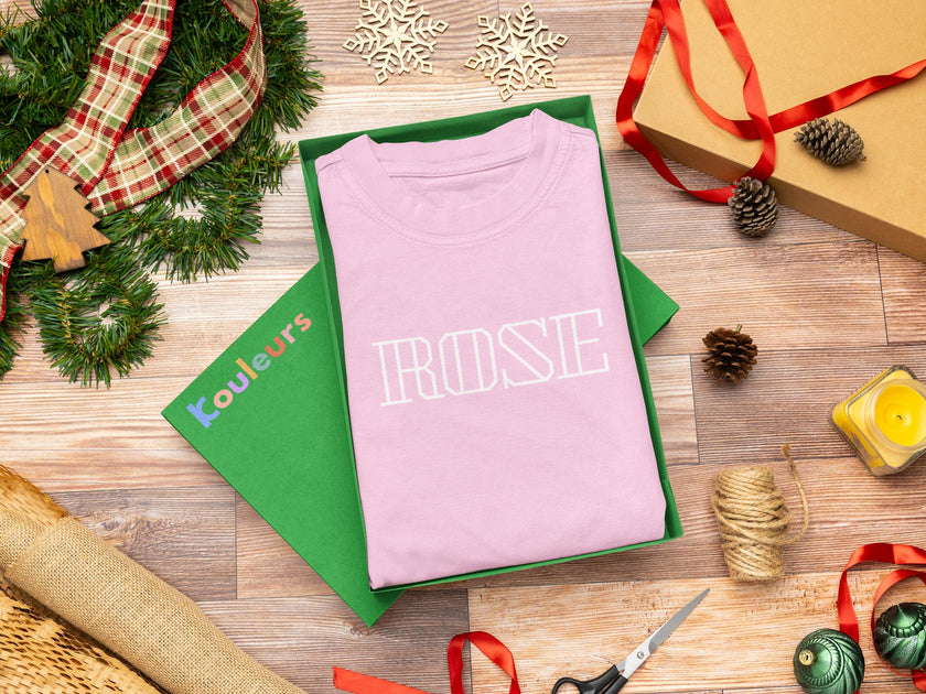 Toddler Girl Pink Sweatshirt ROSE | French Word birthday Sweatshirt for Girls | Cute Pink top for Girls, Parisian Christmas Gift for kids - KOULEURS