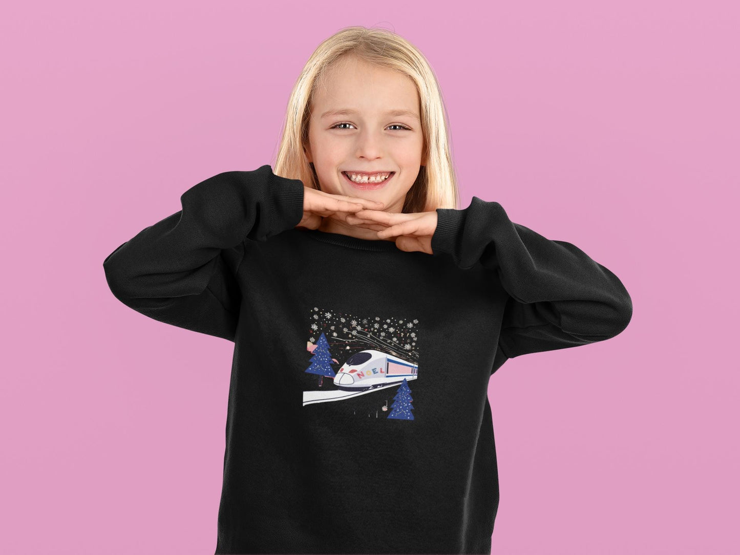 Unisex Christmas Sweatshirt with TGV Train and NOEL, Festive Holiday gift for Boys Girls, French train sweatshirt Kids Teens, Paris TGV top