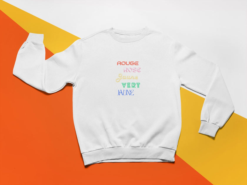 Women’s French Sweatshirt –  Rouge Rose Vert Jaune Bleu, Colorful - KOULEURS
