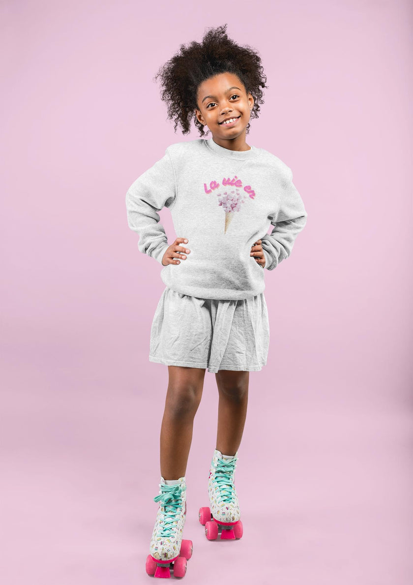 La Vie en Rose Sweatshirt Paris Ice cream Sweatshirt French birthday Gift for girl toddler White top for fall and winter at school and park - KOULEURS