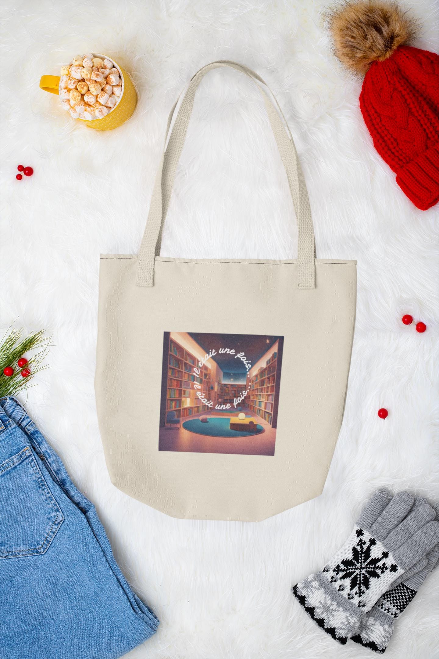 Il était une fois Tote Bag, French library Canvas Tote, Eco-Friendly Reusable activity Bag, French Gift for Book Lovers French learners