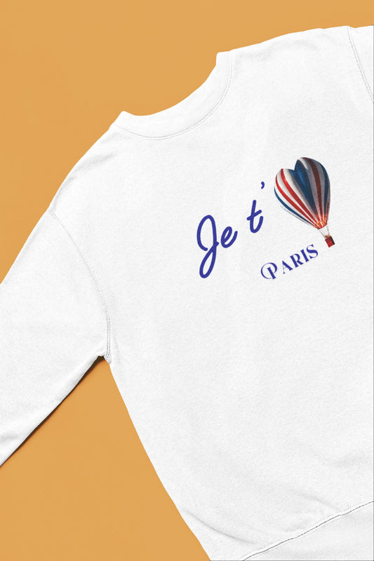 Je t'aime Paris sweatshirt for boys girls Cute French shirt gift for boys girls unisex top for birthday white top for school and holidays