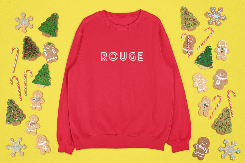 Red Sweatshirt ROUGE, French Word Sweatshirt for Boys Girls, Unisex Toddler pullover, Cute French Kids Clothing Gift for holidays and school - KOULEURS