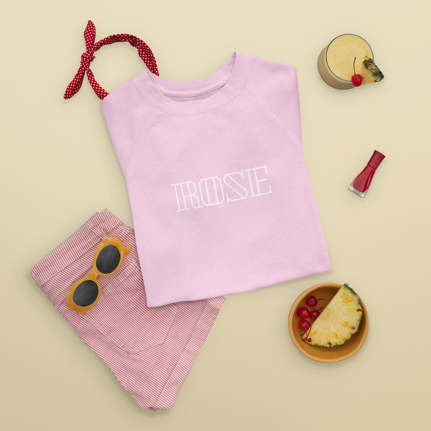 Toddler Girl Pink Sweatshirt ROSE | French Word birthday Sweatshirt for Girls | Cute Pink top for Girls, Parisian Christmas Gift for kids - KOULEURS