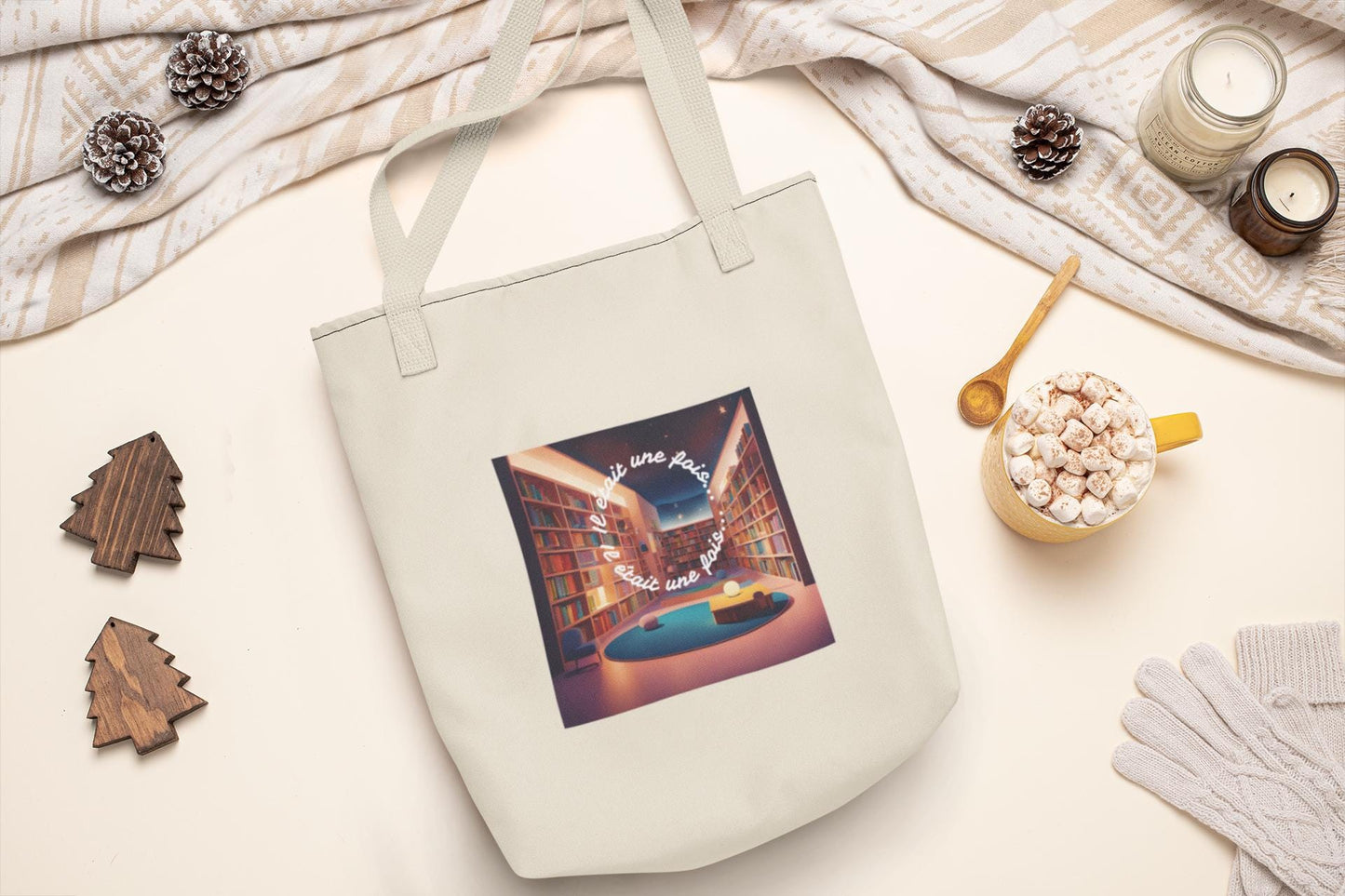 Il était une fois Tote Bag, French library Canvas Tote, Eco-Friendly Reusable activity Bag, French Gift for Book Lovers French learners