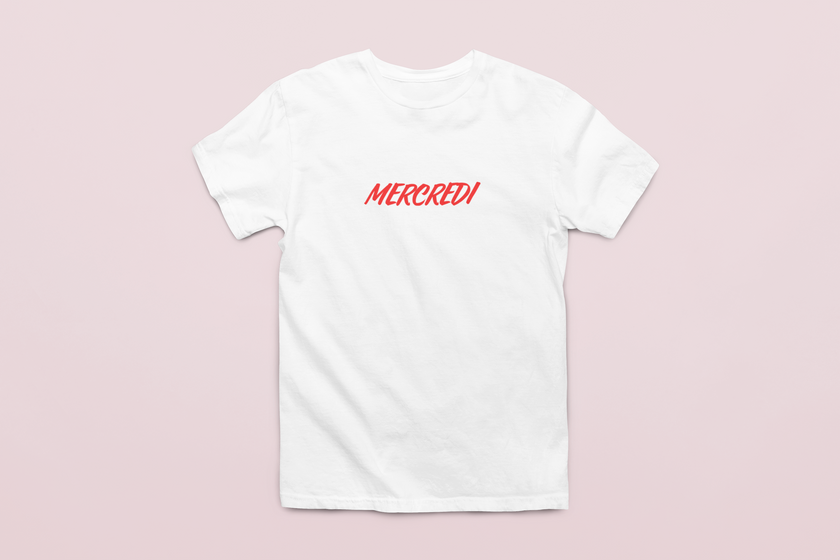 White unisex t-shirt with black 