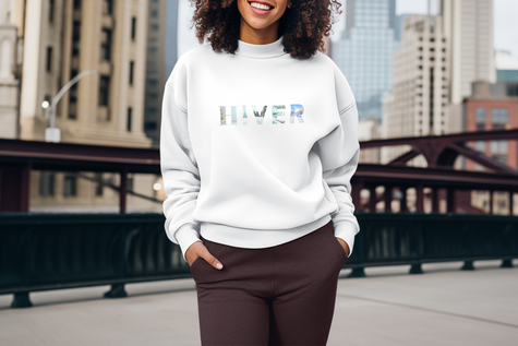 Women's White Sweatshirt with French Word HIVER - Cozy Winter Pullover, French Holiday Gift for Her, Winter Parisian Style Essential for mom - KOULEURS