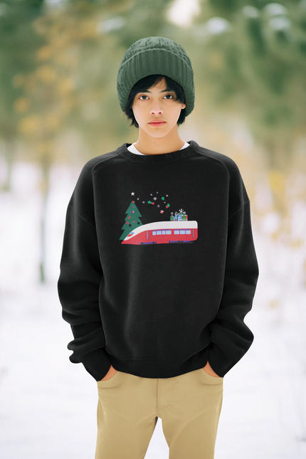 Red TGV Train sweatshirt with, Festive Holiday gift for Boys Girls, French Paris TGV Train pullover for Kids - KOULEURS