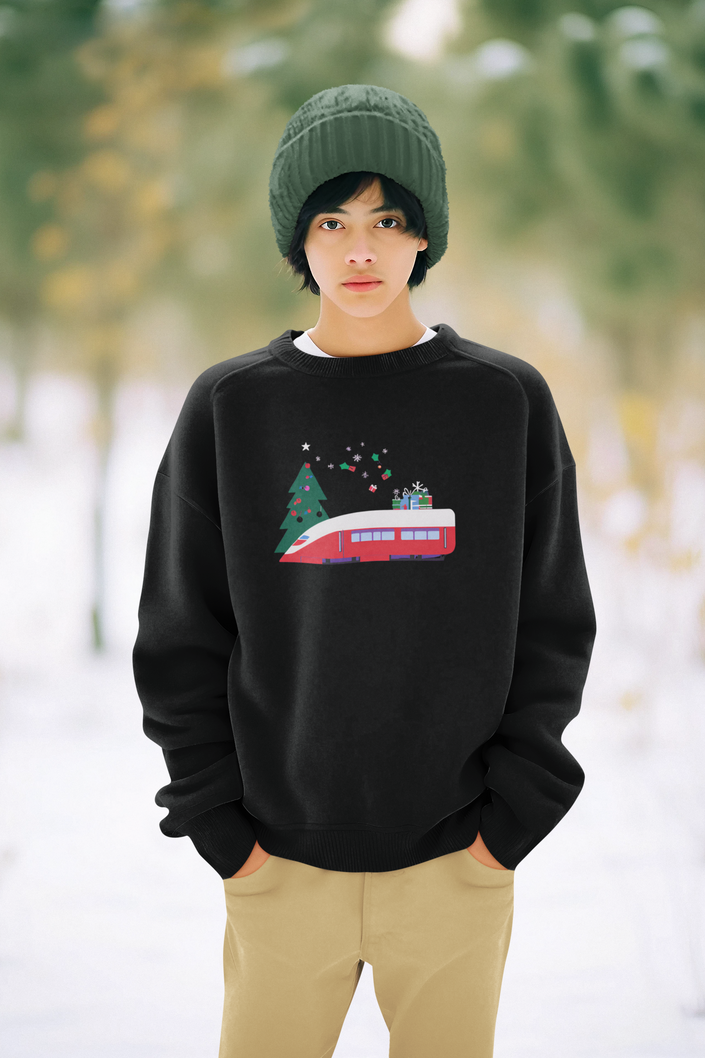 Red TGV Train sweatshirt with, Festive Holiday gift for Boys Girls, French Paris TGV Train pullover for Kids - KOULEURS